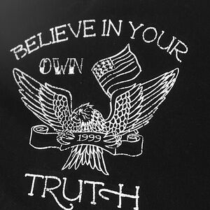 Primark Black Crop Top with White Eagle Design